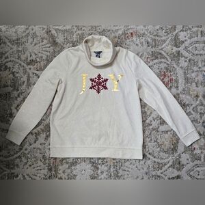 Wild Kiss Light Beige Women Sweater w/ Gold and Red Joy Design Size Medium-NWOT